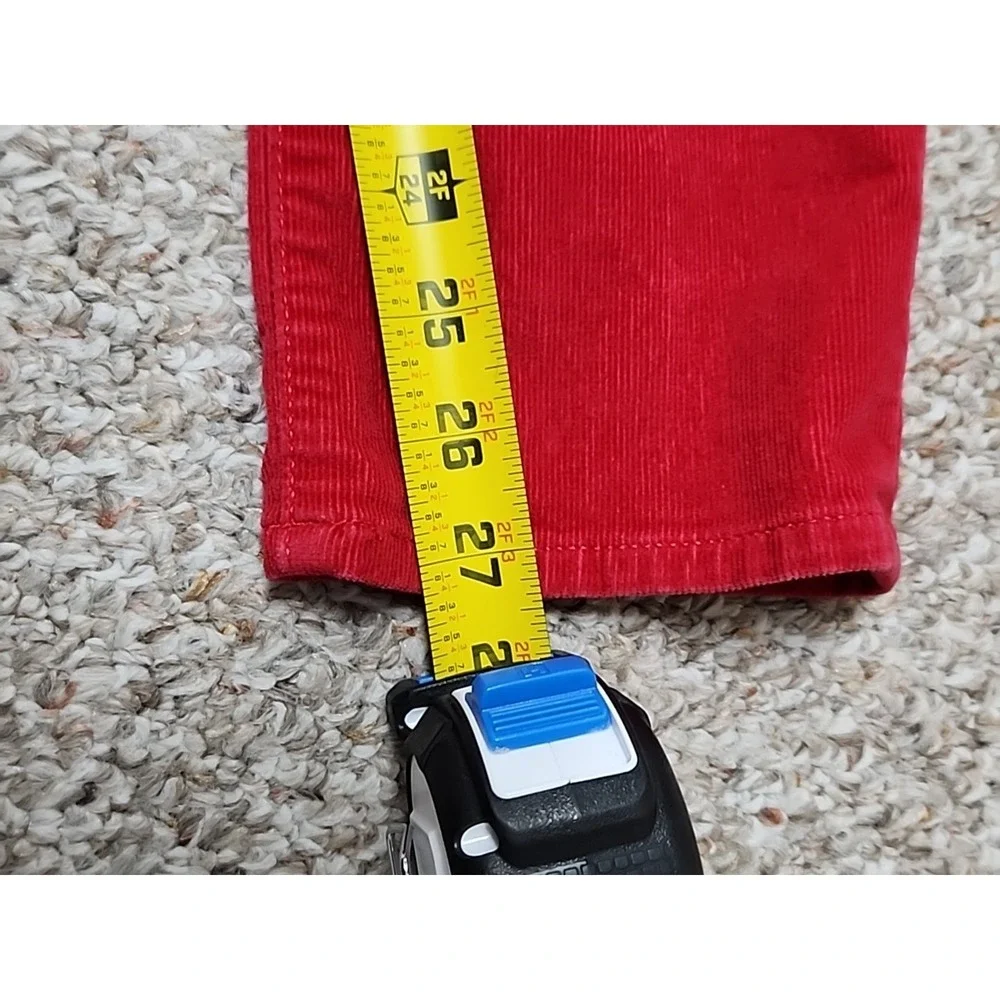J.Crew Crewcuts Stretch Corduroy Pants Cords Size 12 Red Zip Fly Adjustable